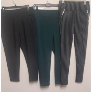 Women's Pants Leggings Lot XL Soho Maze Zipper Pinstripe Career Stretch